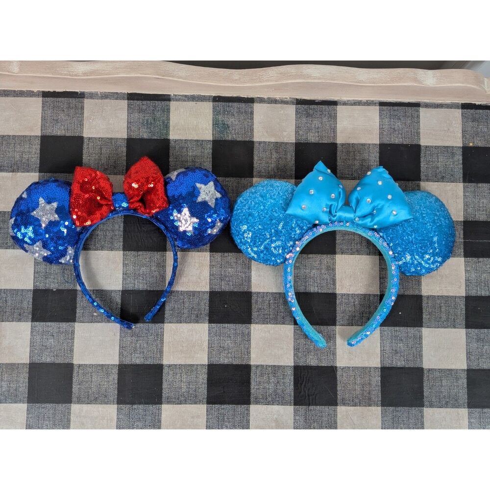Disney Minnie Mouse Ears Sequenced Headbands Lot of 2